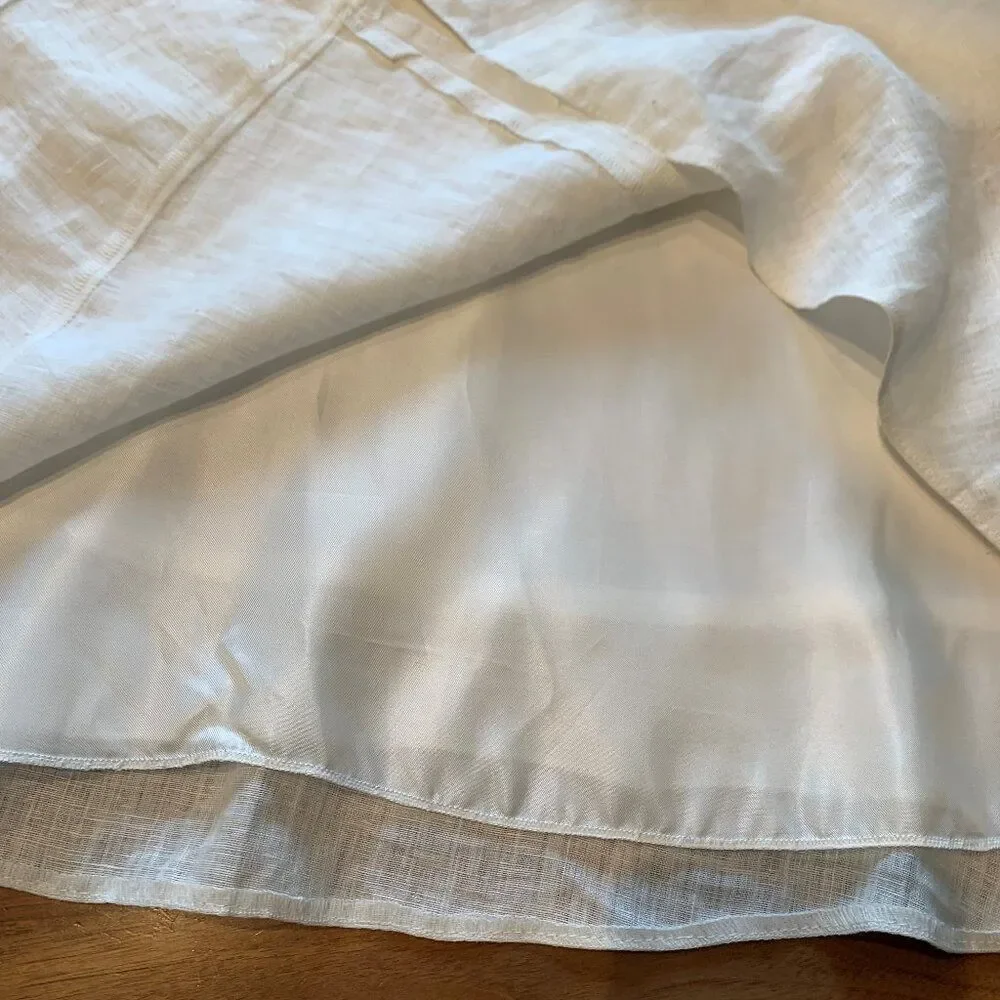 White Zip-Front Linen A-Line Dress - Picture 8 of 16